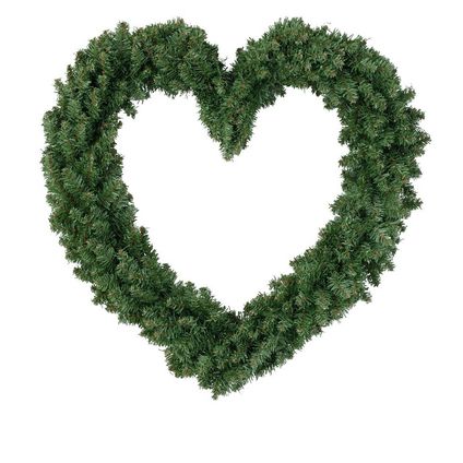 Kerstkrans - hart - groen - 50 cm - kerstversiering