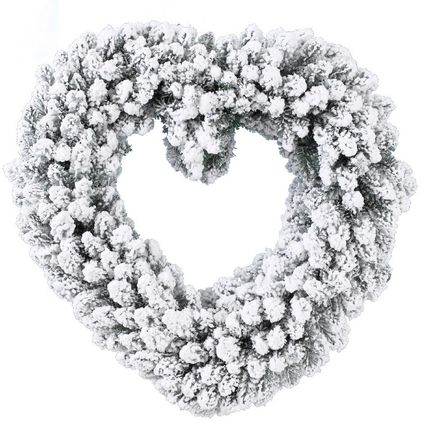 Kerstkans - hartvormig - met nepsneeuw - 50 cm
