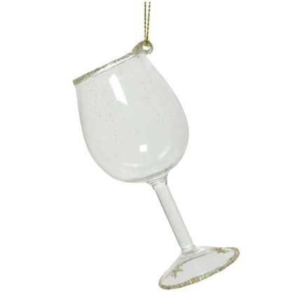 Kersthanger - wijnglas - transparant - 21 cm