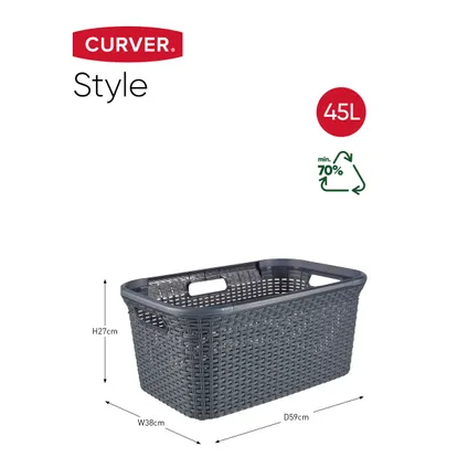 Curver Style Wasmand - 45L - Antraciet 3