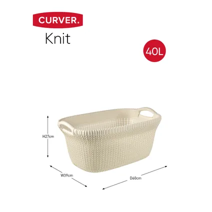 Curver Knit Panier à Linge - 40L - lot de 2 - Blanc 3