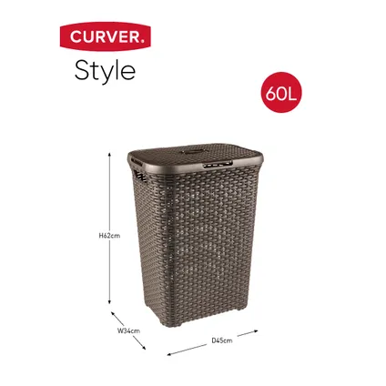 Curver Style Wasmand met deksel - 60L - Bruin 3