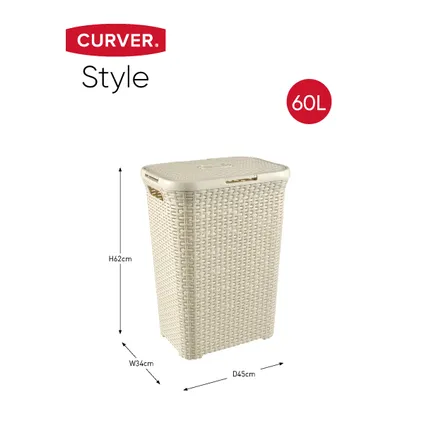 Curver Style Wasmand met Deksel - 60L - Vintage wit 3