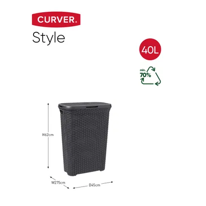 Curver Style Wasmand met Deksel 40L + Wasmand 45L - Antraciet 8