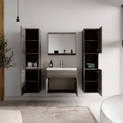 Meuble de salle de bain Montreal XL - Badplaats - 60 cm Chene Gris - Armoire 4