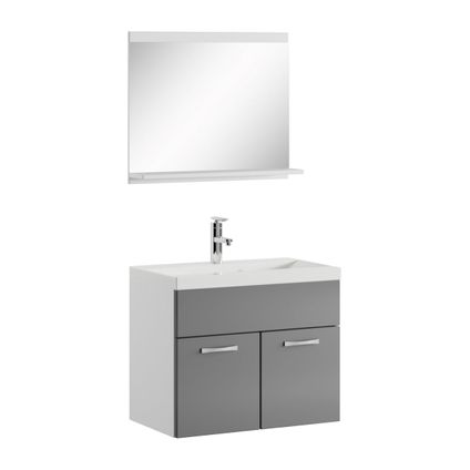Meuble de salle de bain Montreal 02 - Badplaats - 60 cm Gris Brillant - Armoire