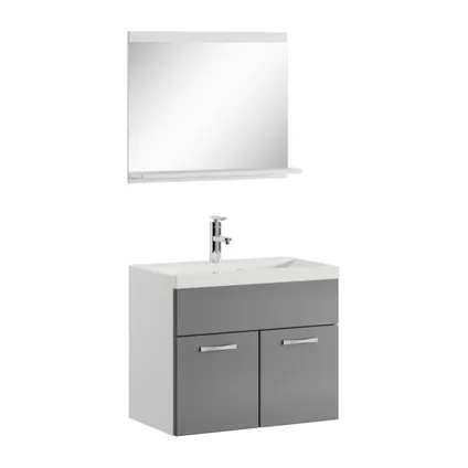 Meuble de salle de bain Montreal 02 - Badplaats - 60 cm Gris Brillant - Armoire