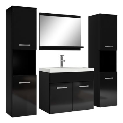Meuble de salle de bain Montreal XL - Badplaats - 60 cm Noir brillant - Armoire