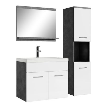 Meuble de salle de bain Montreal - Badplaats - 60 cm Gris / blanc - Armoire