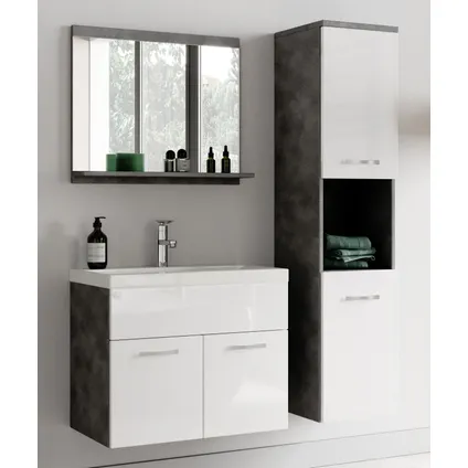 Meuble de salle de bain Montreal - Badplaats - 60 cm Gris / blanc - Armoire 2