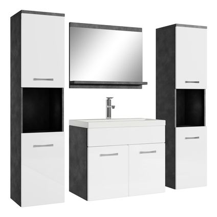 Meuble de salle de bain Montreal XL - Badplaats - 60 cm Gris / blanc - Armoire