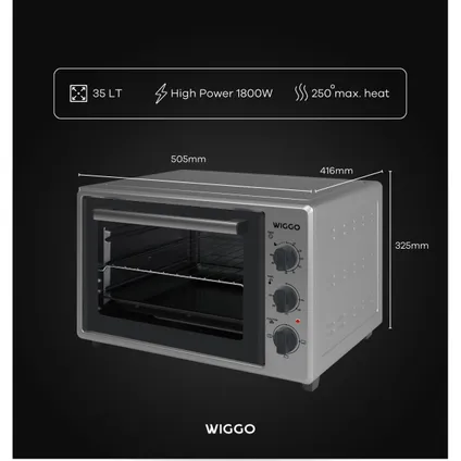 Wiggo WMO-E353(X) - Vrijstaande Oven - 35 liter - Rvs 5