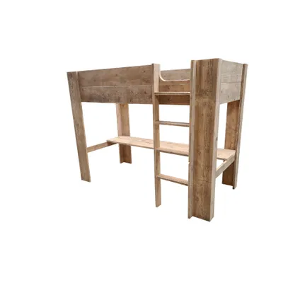 Wood4you - Hoogslaper - Noortje - bed met bureau - steigerhout 210Lx165Hx96D cm 4