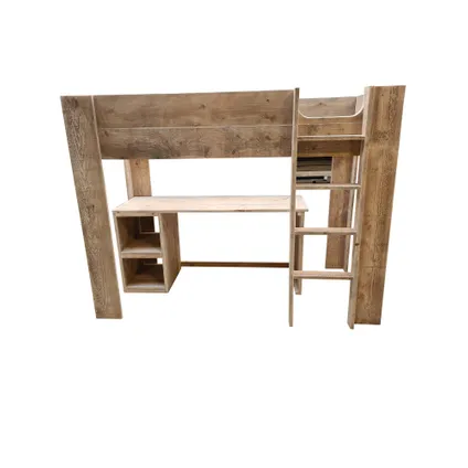 Wood4you - Hoogslaper - Noortje - bed met bureau - steigerhout 210Lx165Hx96D cm 5