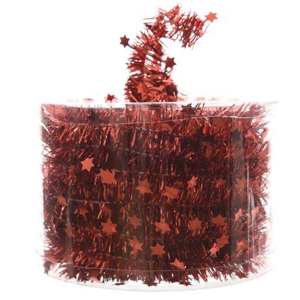 Decoris Kerstslinger - rood - folieslinger - 700 cm
