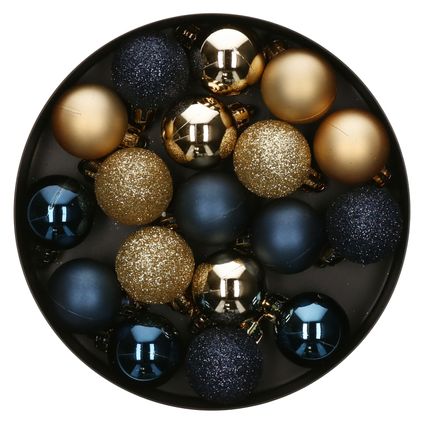 Atmosphera Kerstballen - 18ST - blauw/ goud - glans en mat