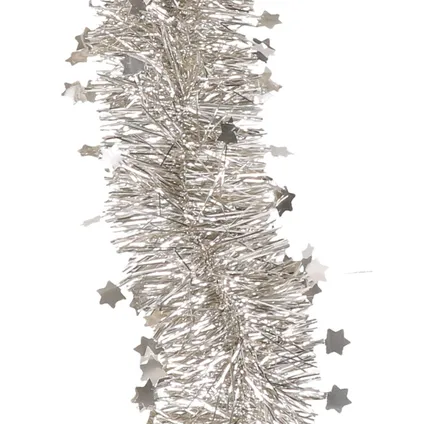 Decoris kerstslinger - champagne - 270 x 10 cm - tinsel/folie - sterren 2