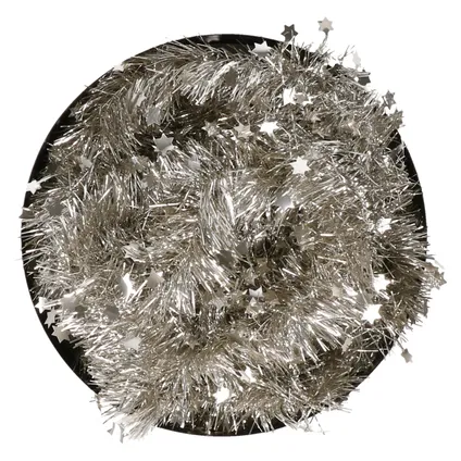 Decoris kerstslinger - champagne - 270 x 10 cm - tinsel/folie - sterren 4