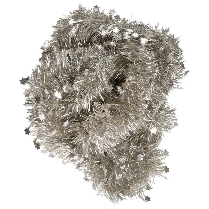 Decoris kerstslinger - champagne - 270 x 10 cm - tinsel/folie - sterren 5