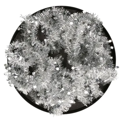 Decoris Kerstslinger - met sterren - zilver - lametta - 700 cm 3