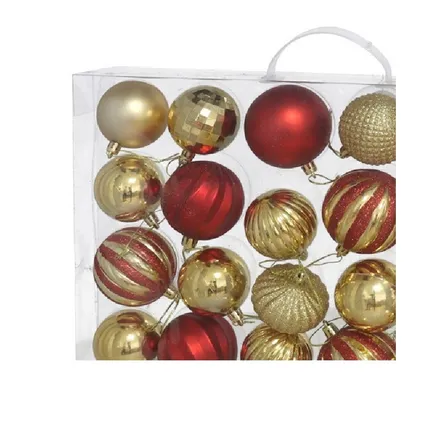 Gerimport Kerstballen - kunststof - 54x st - rood-goud - mix 2