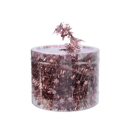 Decoris kerstslinger - dun - oudroze - sterren - 700 x 3 cm