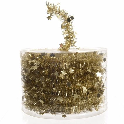 Decoris Kerstslinger - met sterren - goud - glanzend - 700 cm