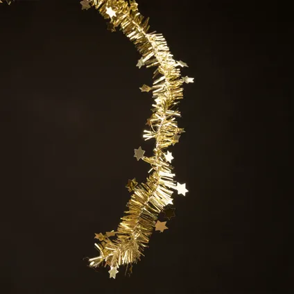 Decoris Kerstslinger - met sterren - goud - glanzend - 700 cm 2