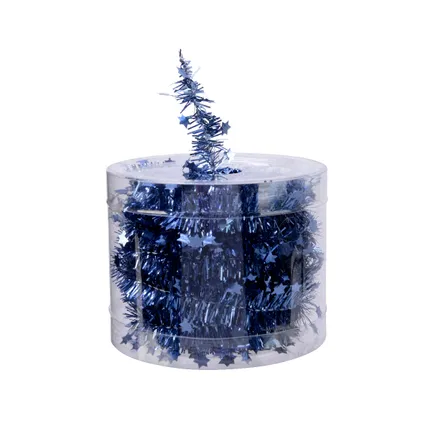 Decoris kerstslinger - dun - donkerblauw - sterren - 700 x 3 cm