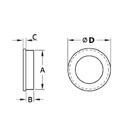 Schuifdeurkom rond 50mm Rvs geborsteld Infrees diameter : 45mm Infreesdiepte : 11mm 2