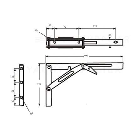 Inklapbare plankdrager - 100kg - 400mm - Staal verzinkt 2