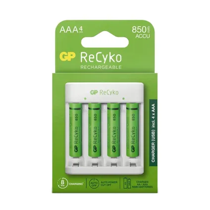 Chargeur USB rechargeable GP ReCyko + 4 piles AAA (850mAh) 2