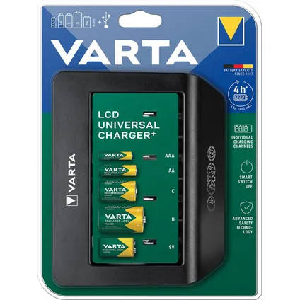 Varta LCD Universele Batterijen Oplader voor AA/AAA/C/D/9V NiMH 2