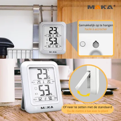 MAKA Digitale Hygrometer - Thermometer binnen - Luchtvochtigheidsmeter 3