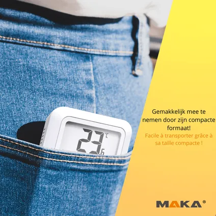 MAKA Digitale Hygrometer - Thermometer binnen - Luchtvochtigheidsmeter 5
