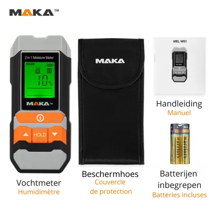 MAKA 2 in 1 digitale vochtmeter - Voor hout en bouwmaterialen 5
