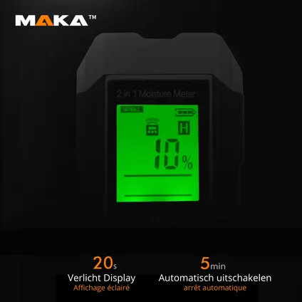 MAKA 2 in 1 digitale vochtmeter - Voor hout en bouwmaterialen 8