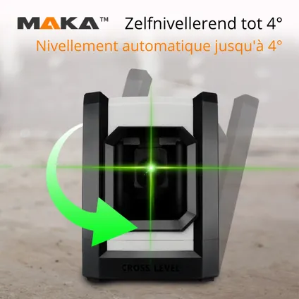 MAKA Groene Kruislijnlaser - USB-C oplaadbaar - 0,3 mm/m - 4° zelfnivellerend – Ingebouwde magneten 2