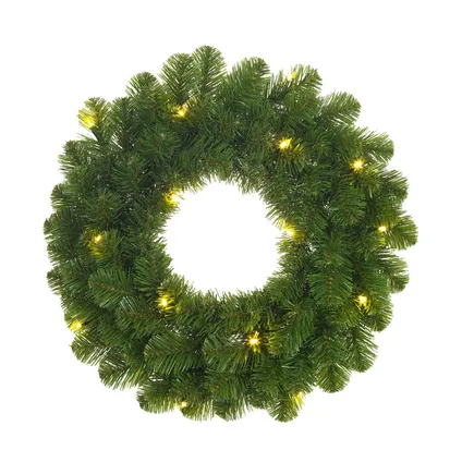 Kunst kerstkransen - 2x - met verlichting - groen - 60 cm 2