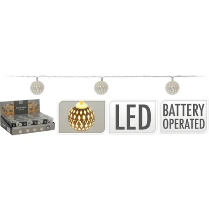 Lichtslinger - 10 witte LED balletjes - op batterijen - 100 cm 4