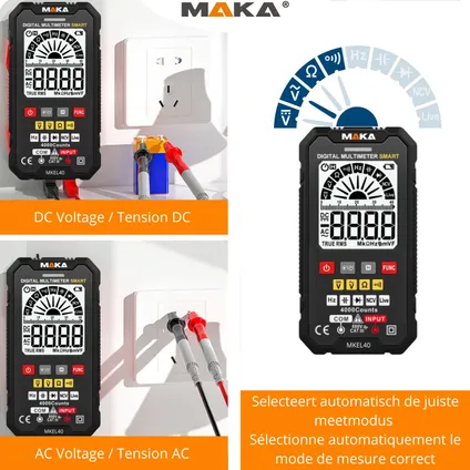 MAKA Digitale Multimeter - Groot display - 4000counts - True RMS 3