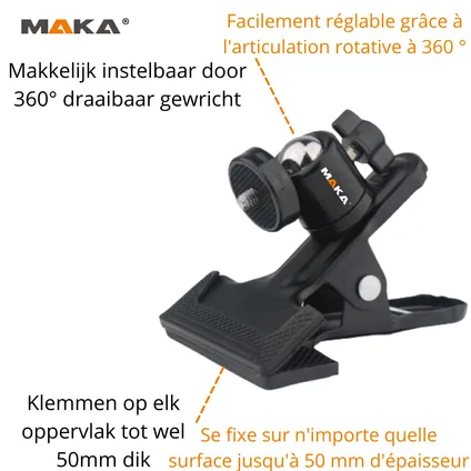 Pince pour Laser MAKA - Serre jusqu'à 50 mm - Alternative au trépied - Trépied pour outil de mesure 2