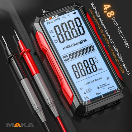 MAKA Digitale Multimeter - Groot display - 6000counts - True RMS 3