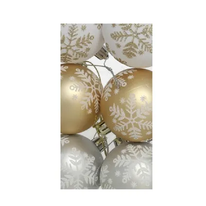 Gerimport Kerstballen - 6ST - goud/wit/zilver - kunststof - 6 cm 3
