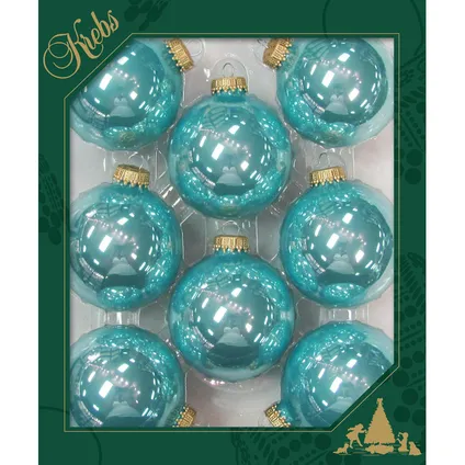 Krebs Kerstballen - 8 stuks - blauw - 7 cm 2