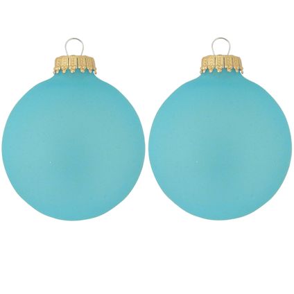 Krebs Kerstballen - 8 stuks - mat blauw - glas - 7 cm