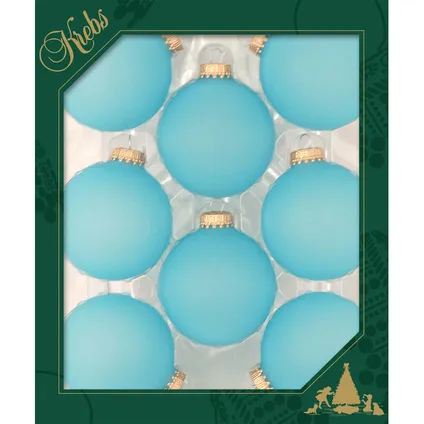 Krebs Kerstballen - 8 stuks - mat blauw - glas - 7 cm 2