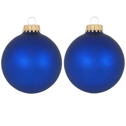 Krebs Kerstballen - 8ST - kobalt blauw - mat - glas - 7 cm