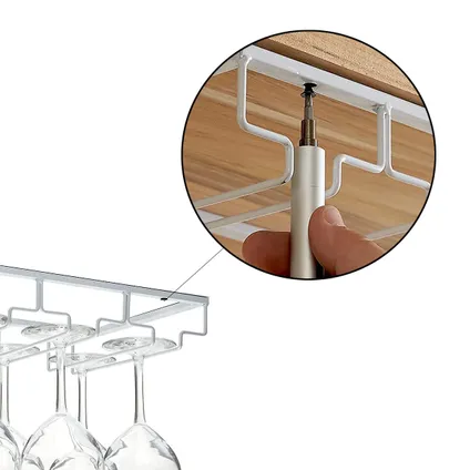 Support suspendu pour verres à vin - Flokoo - 21 verres - Blanc - Porte-verre à vin 4