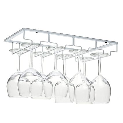 Support suspendu pour verres à vin - Flokoo - 12 verres - Blanc - Porte-verre à vin